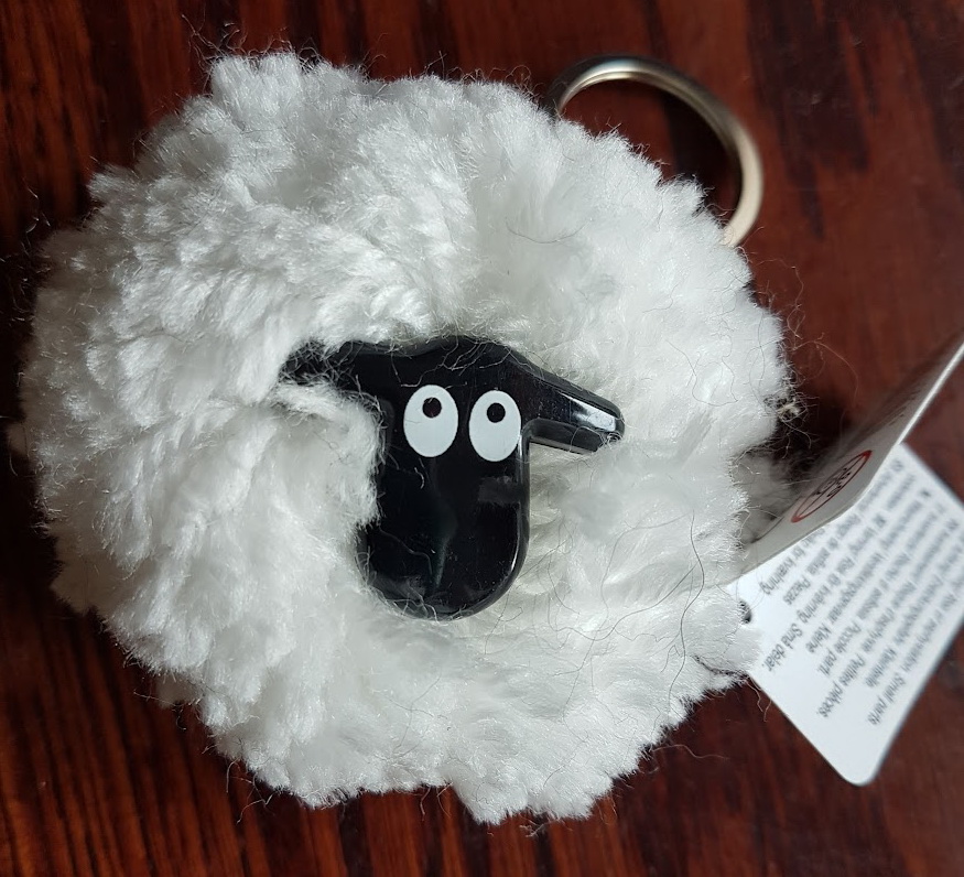 Fluffy sheep keyring – price includes p&p